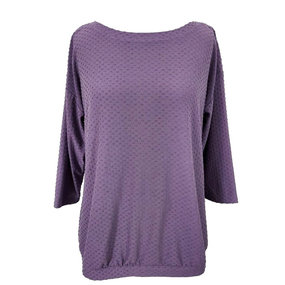 Christopher & Banks Shirt Top Retro Chenille Dots Purple Womens Size Large